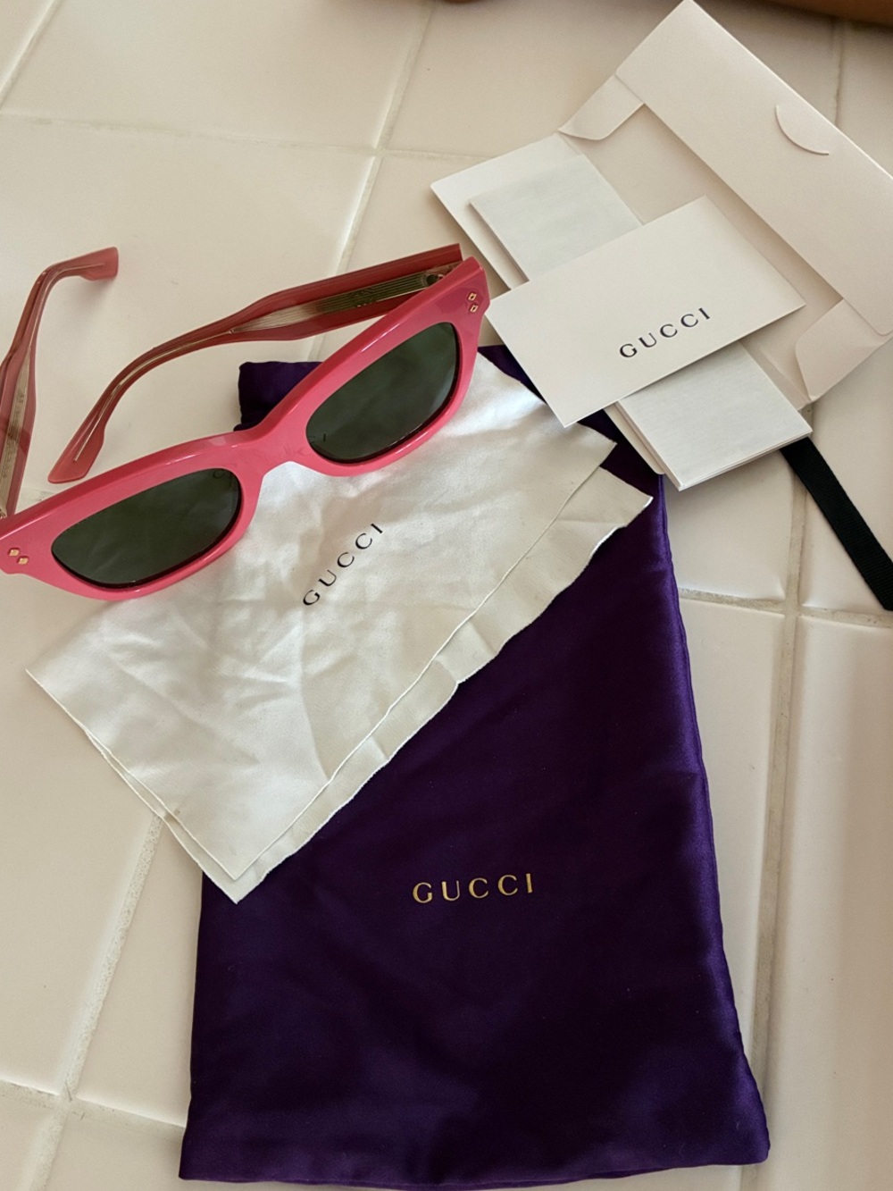 Gucci Hot Pink Cat-Eye Sunglasses with Dark Lenses